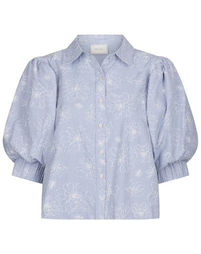 Neo Noir - Etta Flower Stripe Skjorte - Light Blue